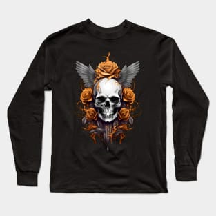 Skull and gold roses Long Sleeve T-Shirt